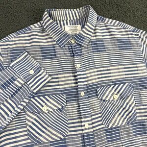 Timothy Everest Shirt Mens Large Patchwork Japanese Cloth Indigo Dye Blue Strip